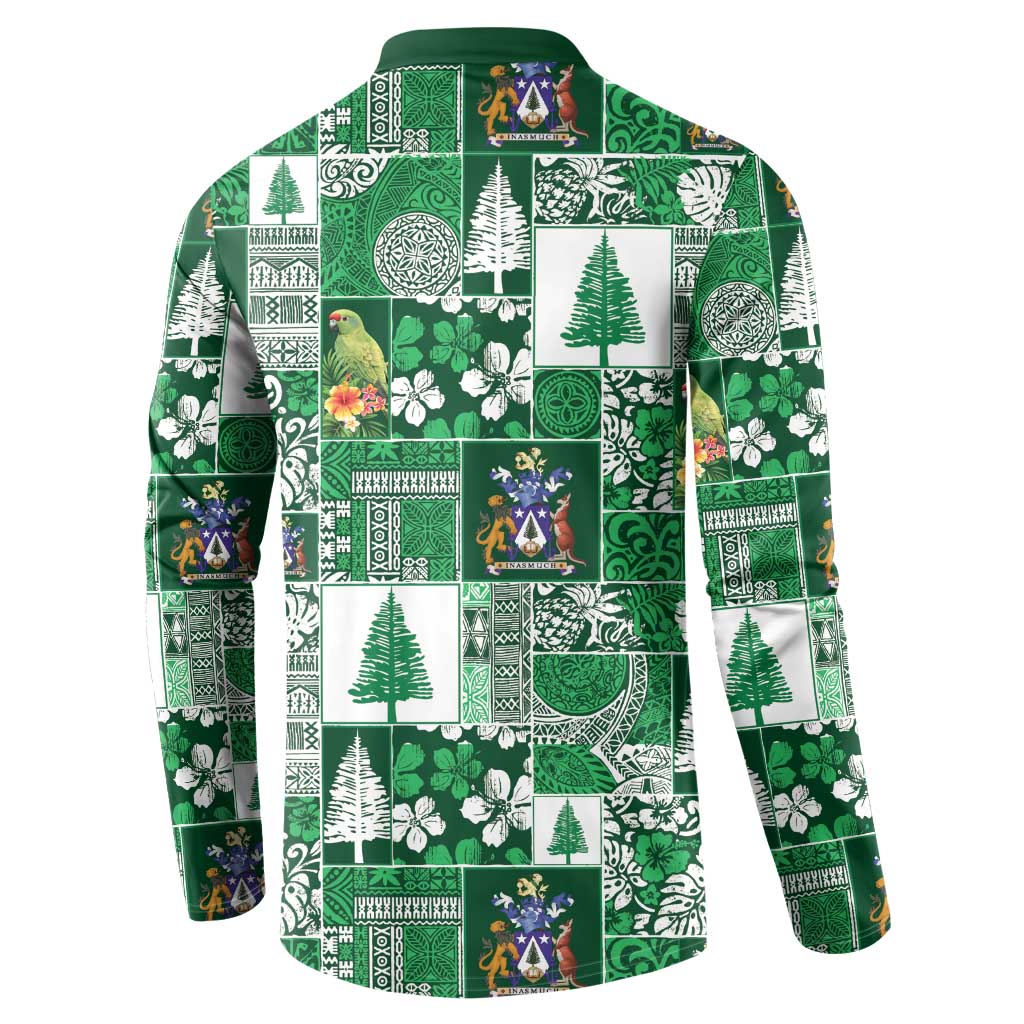 Norfolk Island Meri Krismas Button Sweatshirt Pacific Patchwork Xmas Vibes LT9 - Polynesian Pride