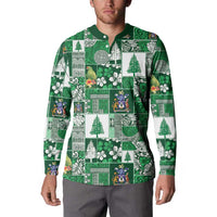 Norfolk Island Meri Krismas Button Sweatshirt Pacific Patchwork Xmas Vibes LT9 - Polynesian Pride