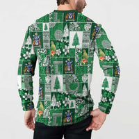 Norfolk Island Meri Krismas Button Sweatshirt Pacific Patchwork Xmas Vibes LT9 - Polynesian Pride