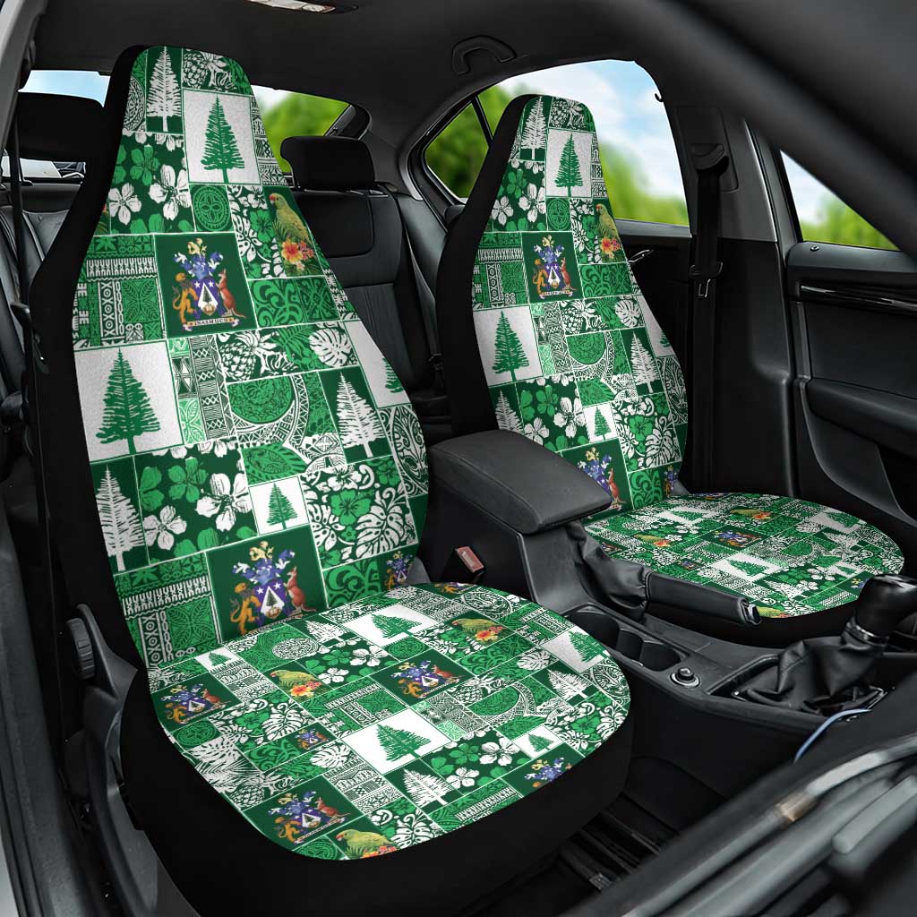 Norfolk Island Meri Krismas Car Seat Cover Pacific Patchwork Xmas Vibes LT9 One Size Green - Polynesian Pride