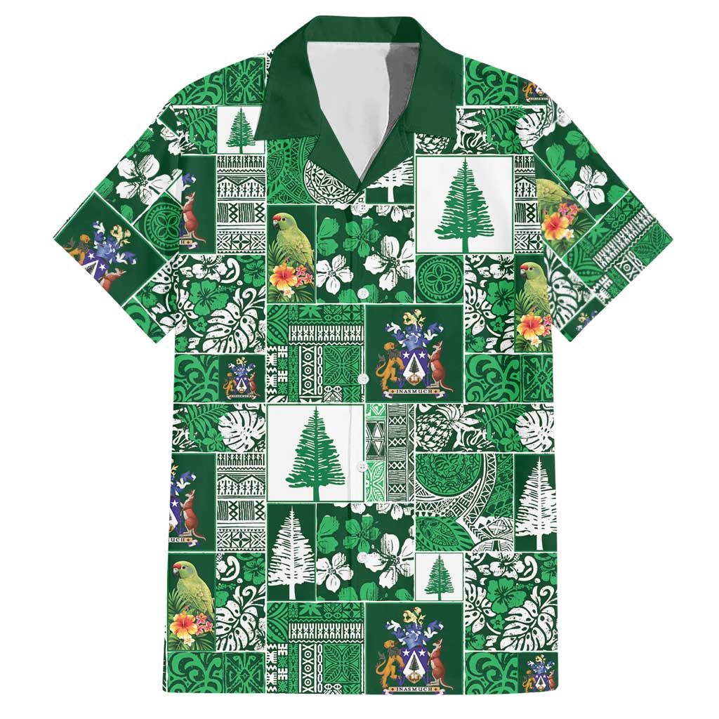 Norfolk Island Meri Krismas Hawaiian Shirt Pacific Patchwork Xmas Vibes LT9 Green - Polynesian Pride