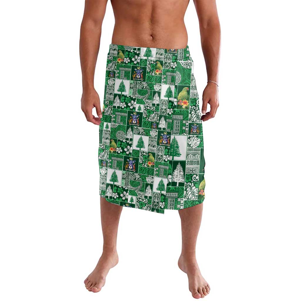 Norfolk Island Meri Krismas Lavalava Pacific Patchwork Xmas Vibes LT9 Green - Polynesian Pride