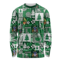 Norfolk Island Meri Krismas Long Sleeve Shirt Pacific Patchwork Xmas Vibes LT9 Unisex Green - Polynesian Pride