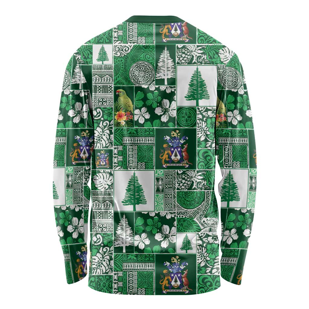 Norfolk Island Meri Krismas Long Sleeve Shirt Pacific Patchwork Xmas Vibes LT9 - Polynesian Pride