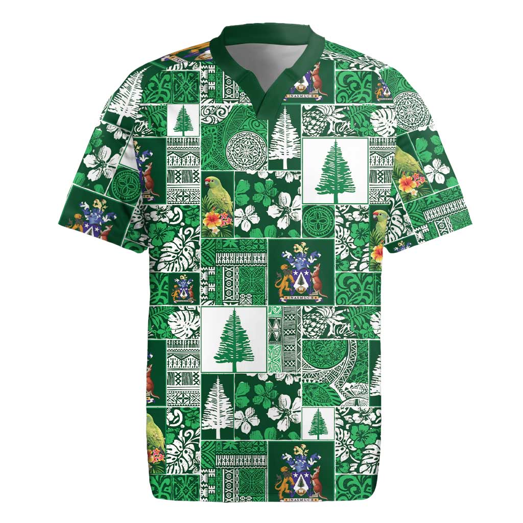Norfolk Island Meri Krismas Rugby Jersey Pacific Patchwork Xmas Vibes LT9 Green - Polynesian Pride