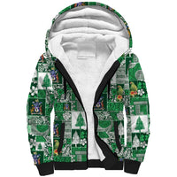 Norfolk Island Meri Krismas Sherpa Hoodie Pacific Patchwork Xmas Vibes LT9 Unisex Green - Polynesian Pride