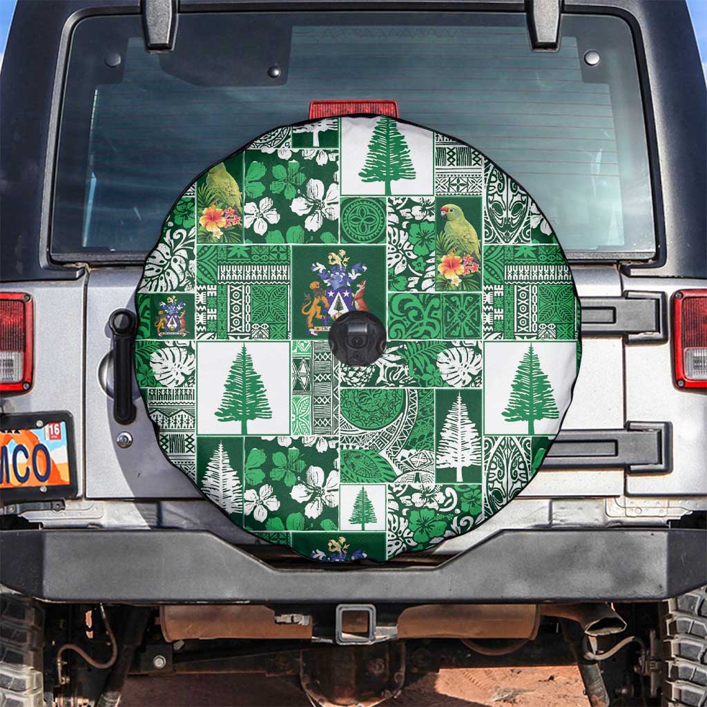 Norfolk Island Meri Krismas Spare Tire Cover Pacific Patchwork Xmas Vibes LT9 Green - Polynesian Pride
