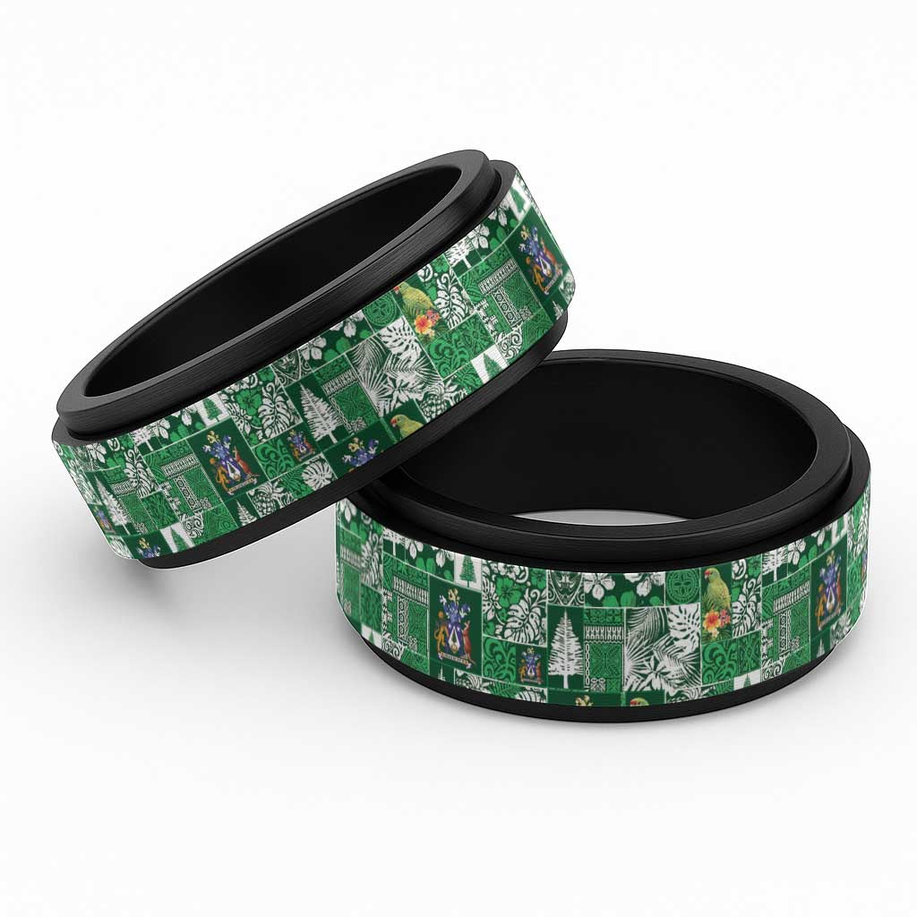 Norfolk Island Meri Krismas Spinner Ring Pacific Patchwork Xmas Vibes LT9 Black Green - Polynesian Pride