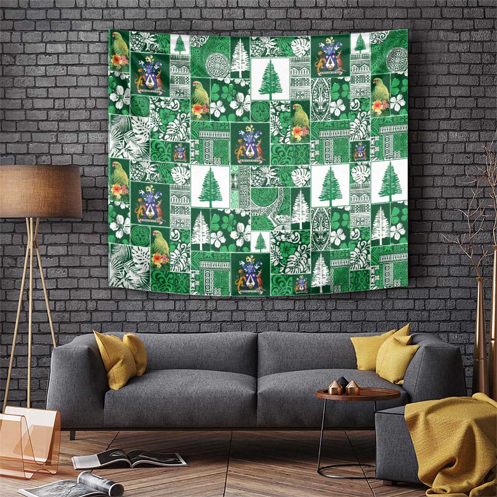 Norfolk Island Meri Krismas Tapestry Pacific Patchwork Xmas Vibes LT9 Green - Polynesian Pride