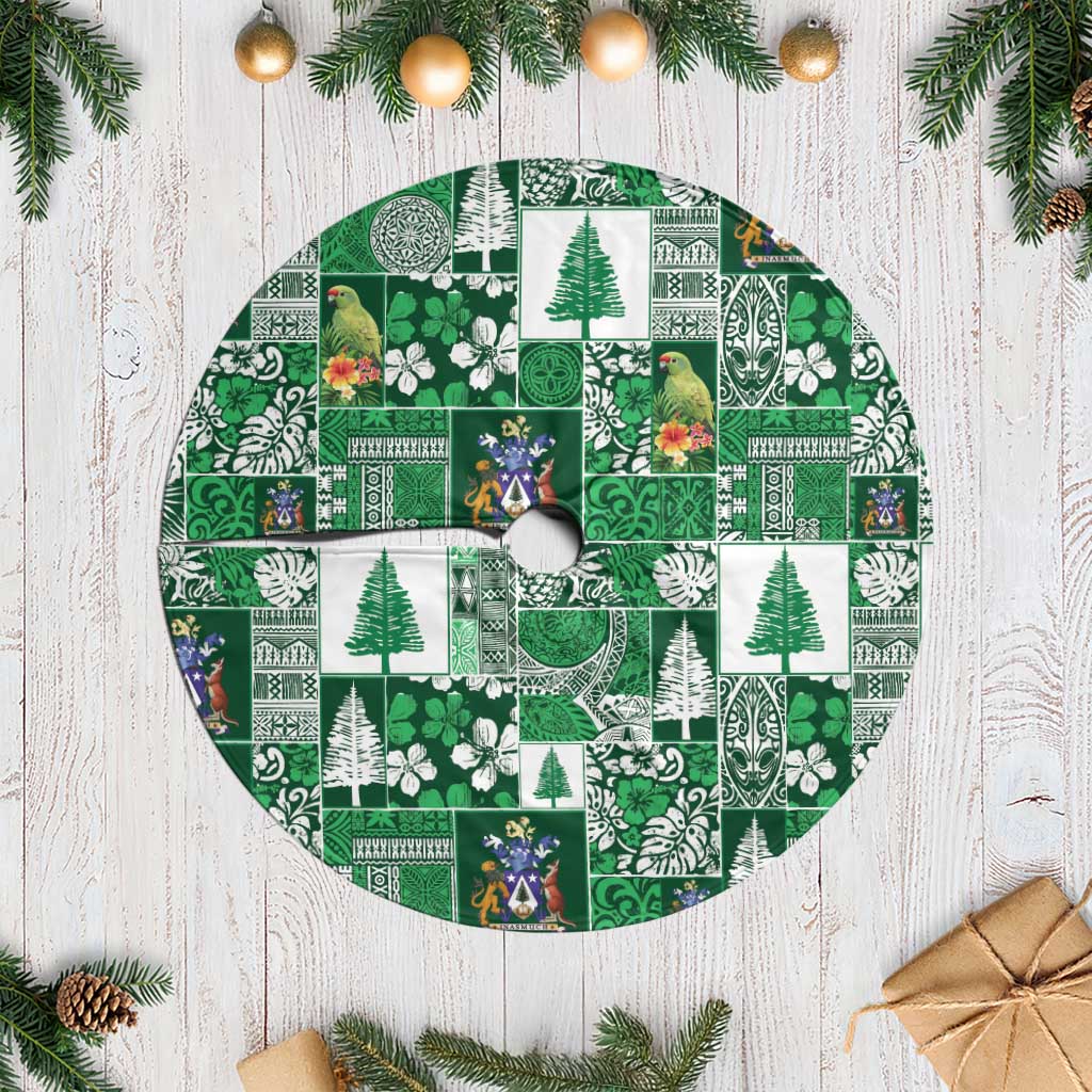 Norfolk Island Meri Krismas Tree Skirt Pacific Patchwork Xmas Vibes LT9 Casual Green - Polynesian Pride