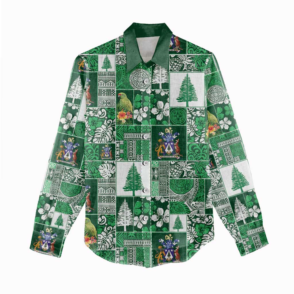 Norfolk Island Meri Krismas Women Casual Shirt Pacific Patchwork Xmas Vibes LT9 - Polynesian Pride