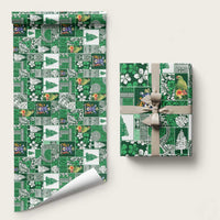 Norfolk Island Meri Krismas Wrapping Paper Pacific Patchwork Xmas Vibes LT9 58" × 23" Green - Polynesian Pride