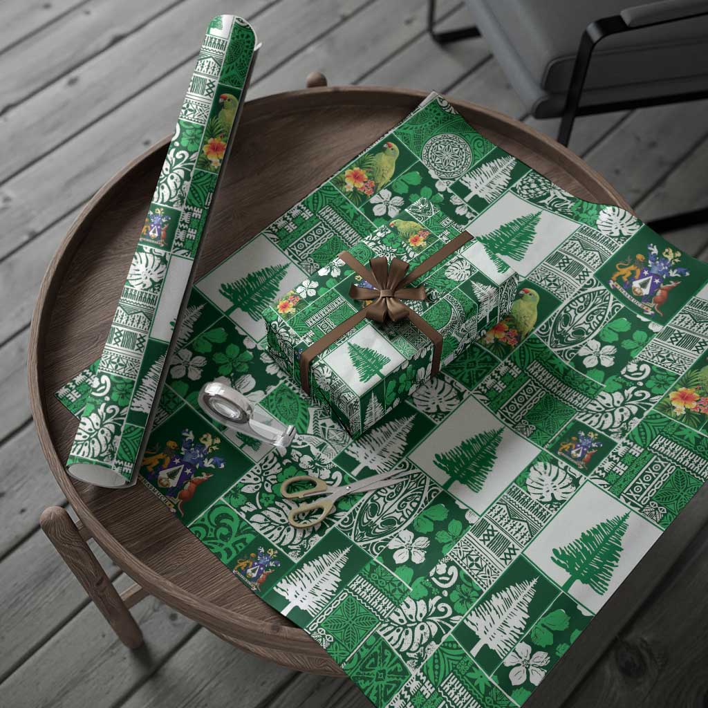 Norfolk Island Meri Krismas Wrapping Paper Pacific Patchwork Xmas Vibes LT9 - Polynesian Pride