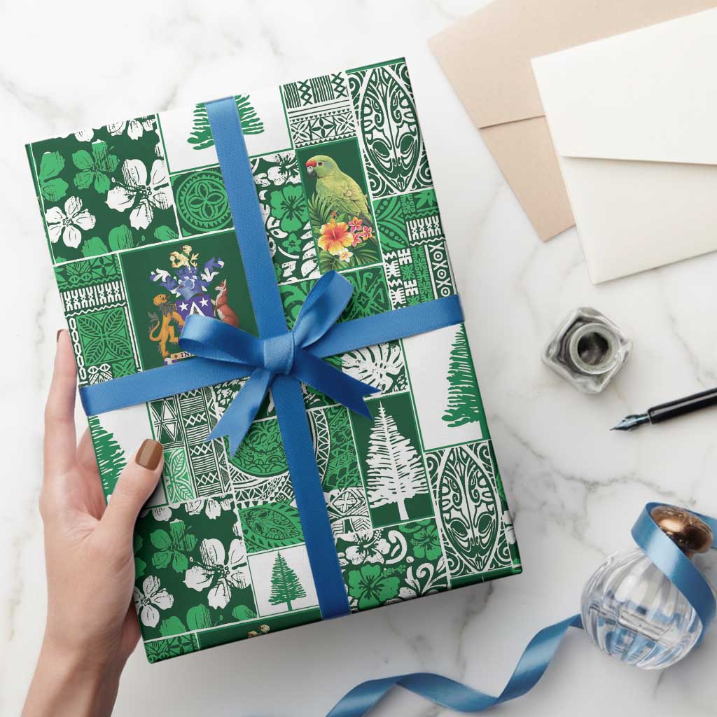 Norfolk Island Meri Krismas Wrapping Paper Pacific Patchwork Xmas Vibes LT9 - Polynesian Pride