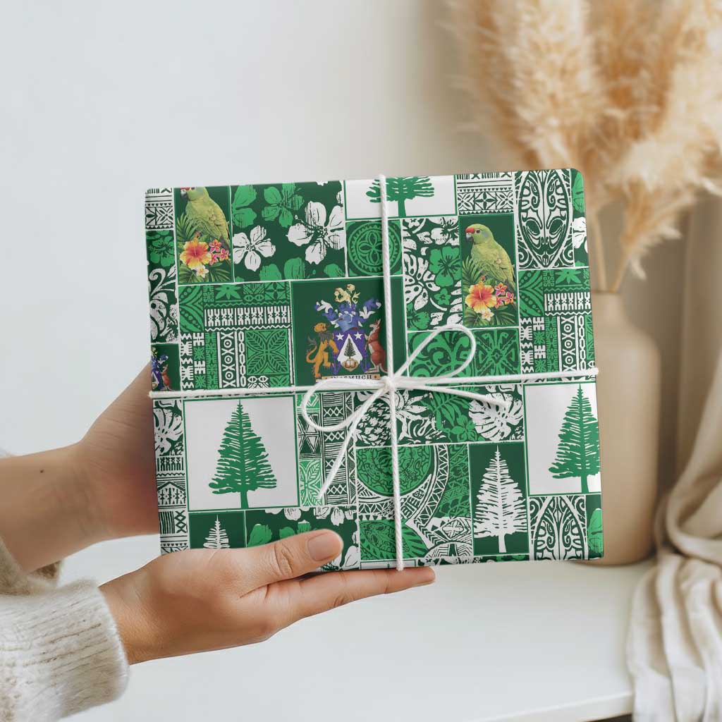 Norfolk Island Meri Krismas Wrapping Paper Pacific Patchwork Xmas Vibes LT9 - Polynesian Pride
