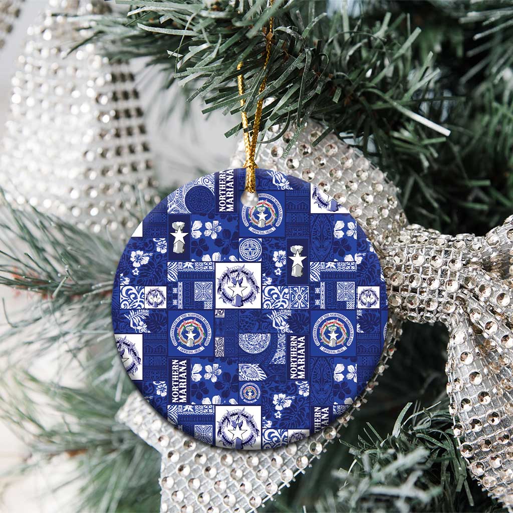 Northern Mariana Islands Magof Nochebuena Ceramic Ornament Pacific Patchwork Xmas Vibes LT9 - Polynesian Pride