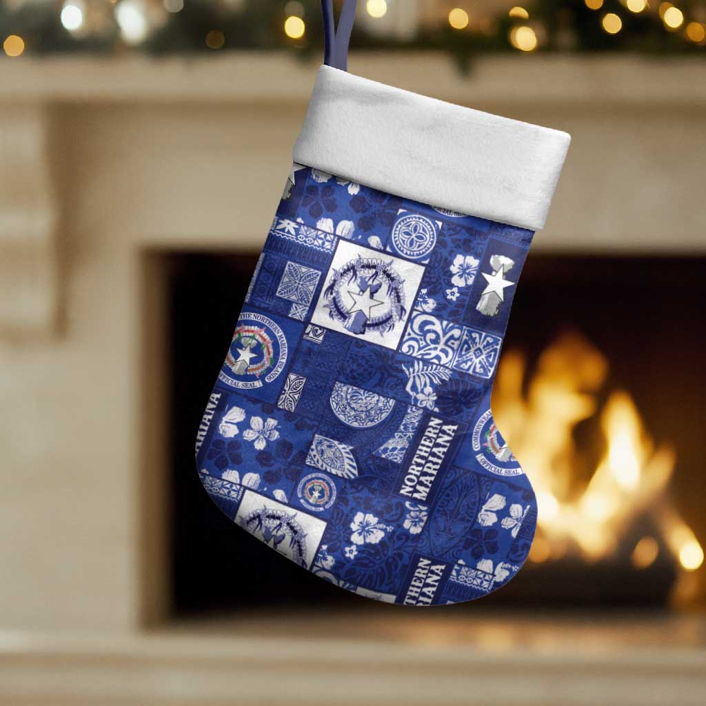 Northern Mariana Islands Magof Nochebuena Christmas Stocking Pacific Patchwork Xmas Vibes LT9 Set of 2 Blue - Polynesian Pride