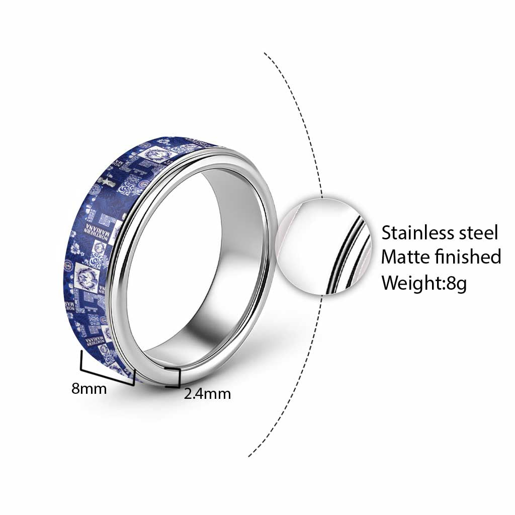 Northern Mariana Islands Magof Nochebuena Classic Ring Pacific Patchwork Xmas Vibes LT9 - Polynesian Pride