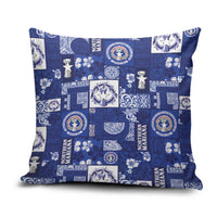 Northern Mariana Islands Magof Nochebuena Pillow Cover Pacific Patchwork Xmas Vibes LT9 Blue - Polynesian Pride