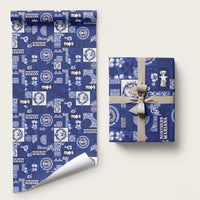 Northern Mariana Islands Magof Nochebuena Wrapping Paper Pacific Patchwork Xmas Vibes LT9 58" × 23" Blue - Polynesian Pride
