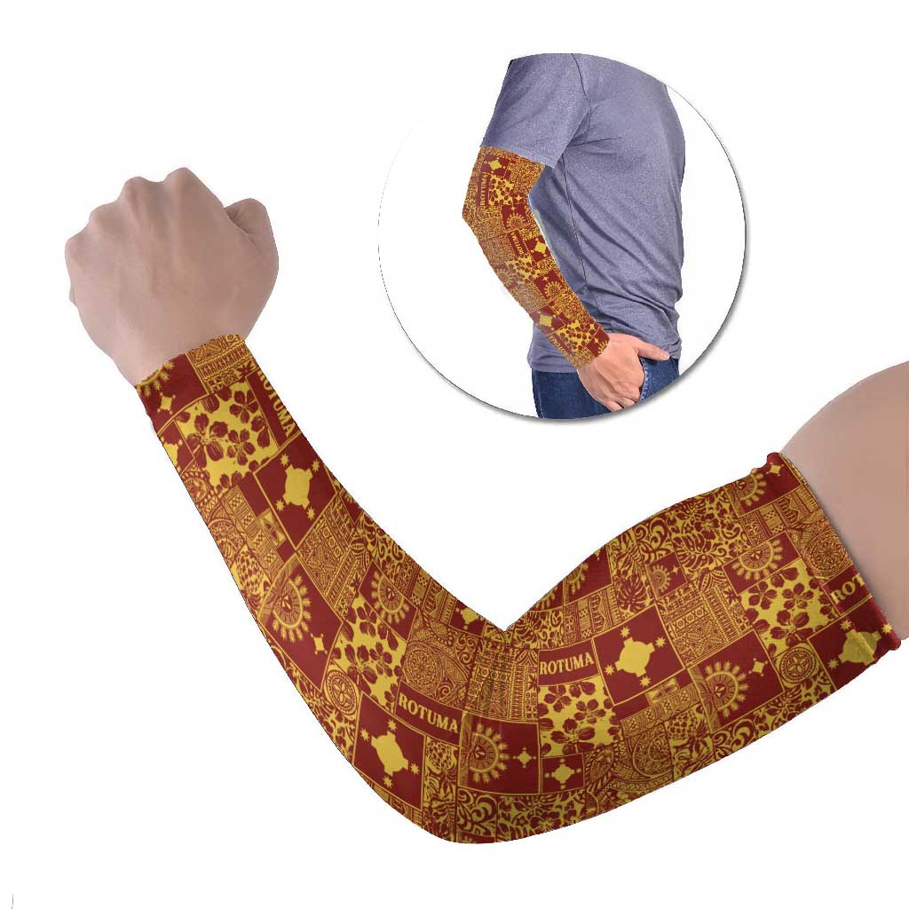Rotuma Faiakse'ea 'e Kirisimasi Arm Sleeves Pacific Patchwork Xmas Vibes LT9 Set of 2 Red - Polynesian Pride