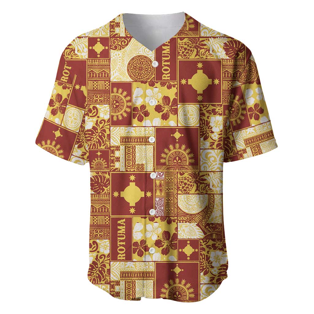 Rotuma Faiakse'ea 'e Kirisimasi Baseball Jersey Pacific Patchwork Xmas Vibes LT9 Red - Polynesian Pride