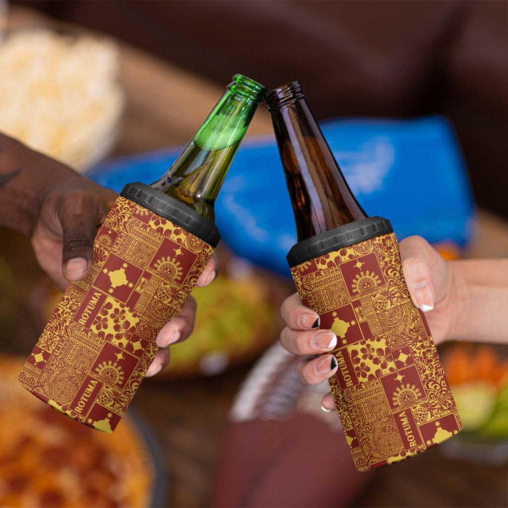 Rotuma Faiakse'ea 'e Kirisimasi 4 in 1 Can Cooler Tumbler Pacific Patchwork Xmas Vibes LT9 - Polynesian Pride