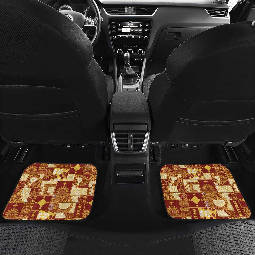 Rotuma Faiakse'ea 'e Kirisimasi Car Mats Pacific Patchwork Xmas Vibes LT9 Set 2pcs - Back Red - Polynesian Pride