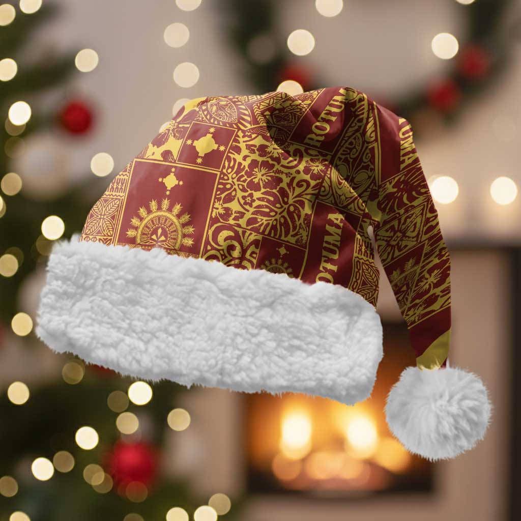 Rotuma Faiakse'ea 'e Kirisimasi Christmas Santa Hat Pacific Patchwork Xmas Vibes LT9 With Fur Red - Polynesian Pride