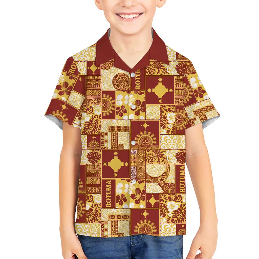 Rotuma Faiakse'ea 'e Kirisimasi Kid Hawaiian Shirt Pacific Patchwork Xmas Vibes LT9 Kid Red - Polynesian Pride