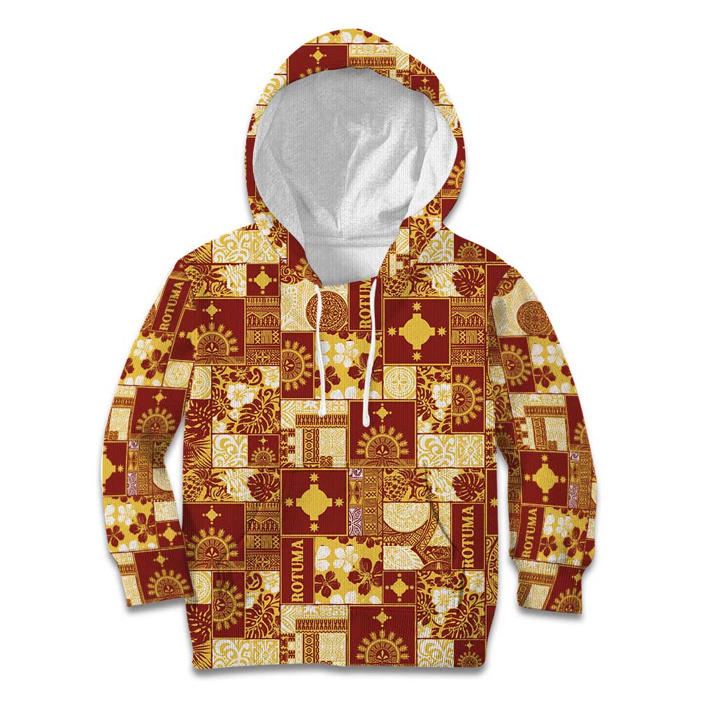 Rotuma Faiakse'ea 'e Kirisimasi Kid Hoodie Pacific Patchwork Xmas Vibes LT9 Hoodie Red - Polynesian Pride