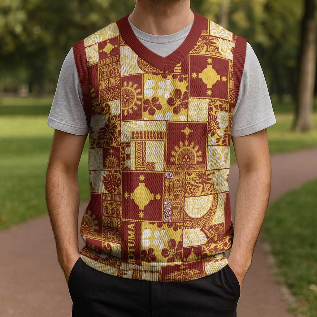 Rotuma Faiakse'ea 'e Kirisimasi Christmas Knitted V-Neck Vest Pacific Patchwork Xmas Vibes LT9 - Polynesian Pride