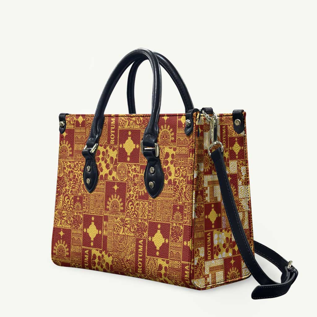 Rotuma Faiakse'ea 'e Kirisimasi Leather Bag Pacific Patchwork Xmas Vibes LT9 Red - Polynesian Pride