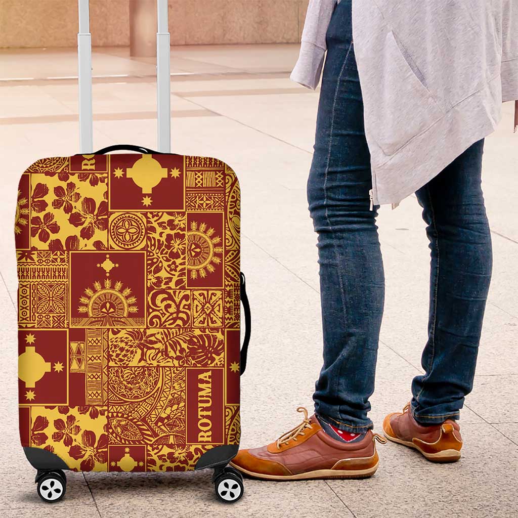 Rotuma Faiakse'ea 'e Kirisimasi Luggage Cover Pacific Patchwork Xmas Vibes LT9 Red - Polynesian Pride