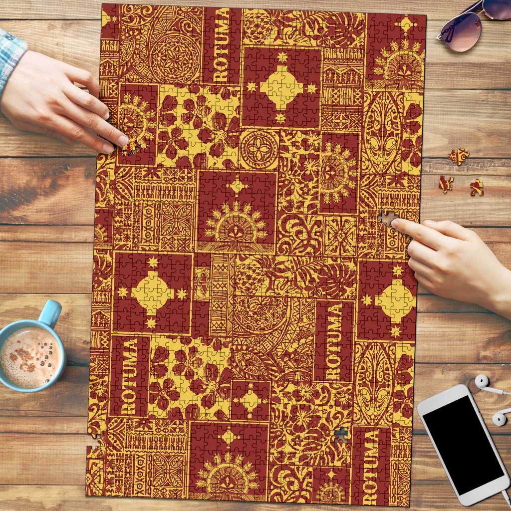 Rotuma Faiakse'ea 'e Kirisimasi Puzzle Pacific Patchwork Xmas Vibes LT9 Red - Polynesian Pride