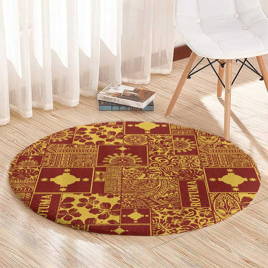 Rotuma Faiakse'ea 'e Kirisimasi Round Carpet Pacific Patchwork Xmas Vibes LT9 - Polynesian Pride