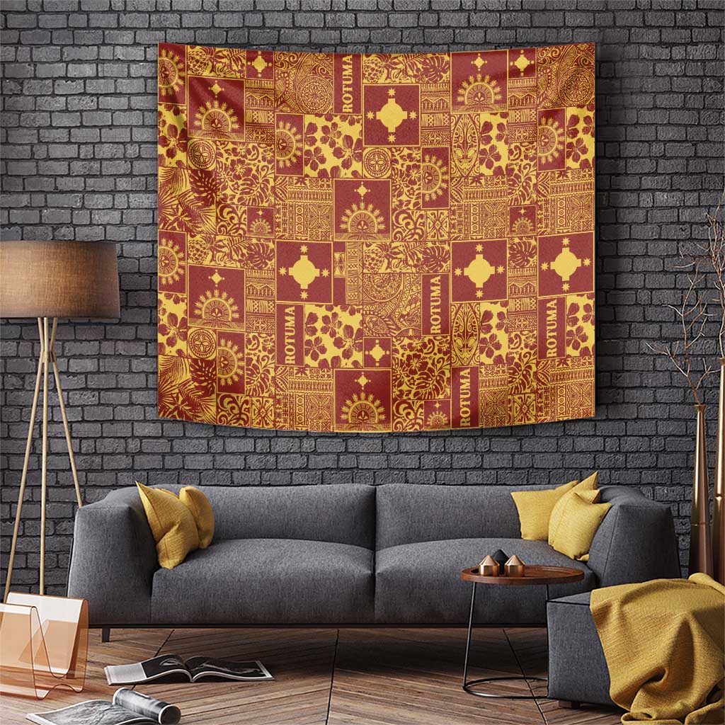 Rotuma Faiakse'ea 'e Kirisimasi Tapestry Pacific Patchwork Xmas Vibes LT9 Red - Polynesian Pride