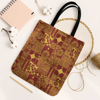 Rotuma Faiakse'ea 'e Kirisimasi Tote Bag Pacific Patchwork Xmas Vibes LT9 Black Strap One Size Red - Polynesian Pride