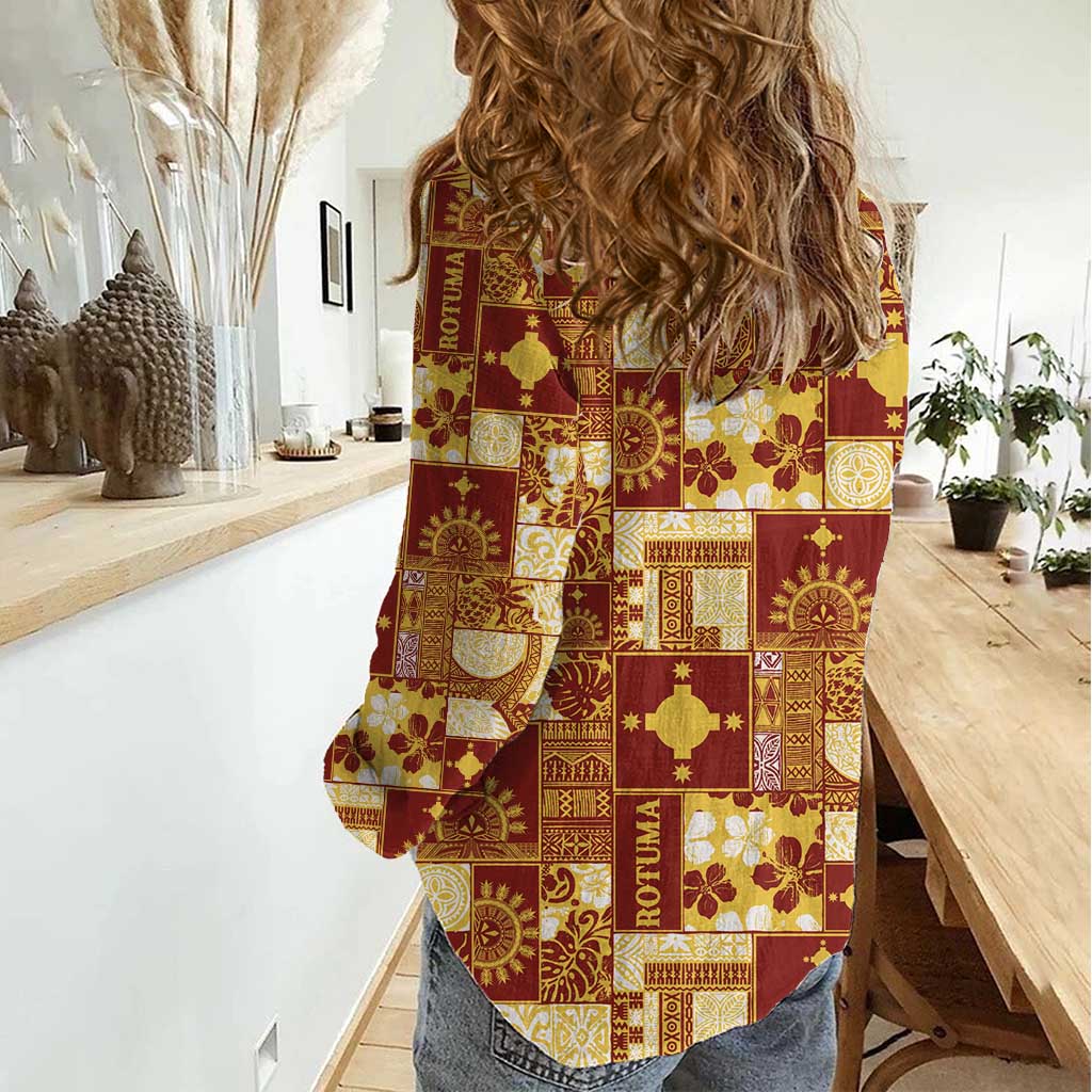 Rotuma Faiakse'ea 'e Kirisimasi Women Casual Shirt Pacific Patchwork Xmas Vibes LT9 - Polynesian Pride