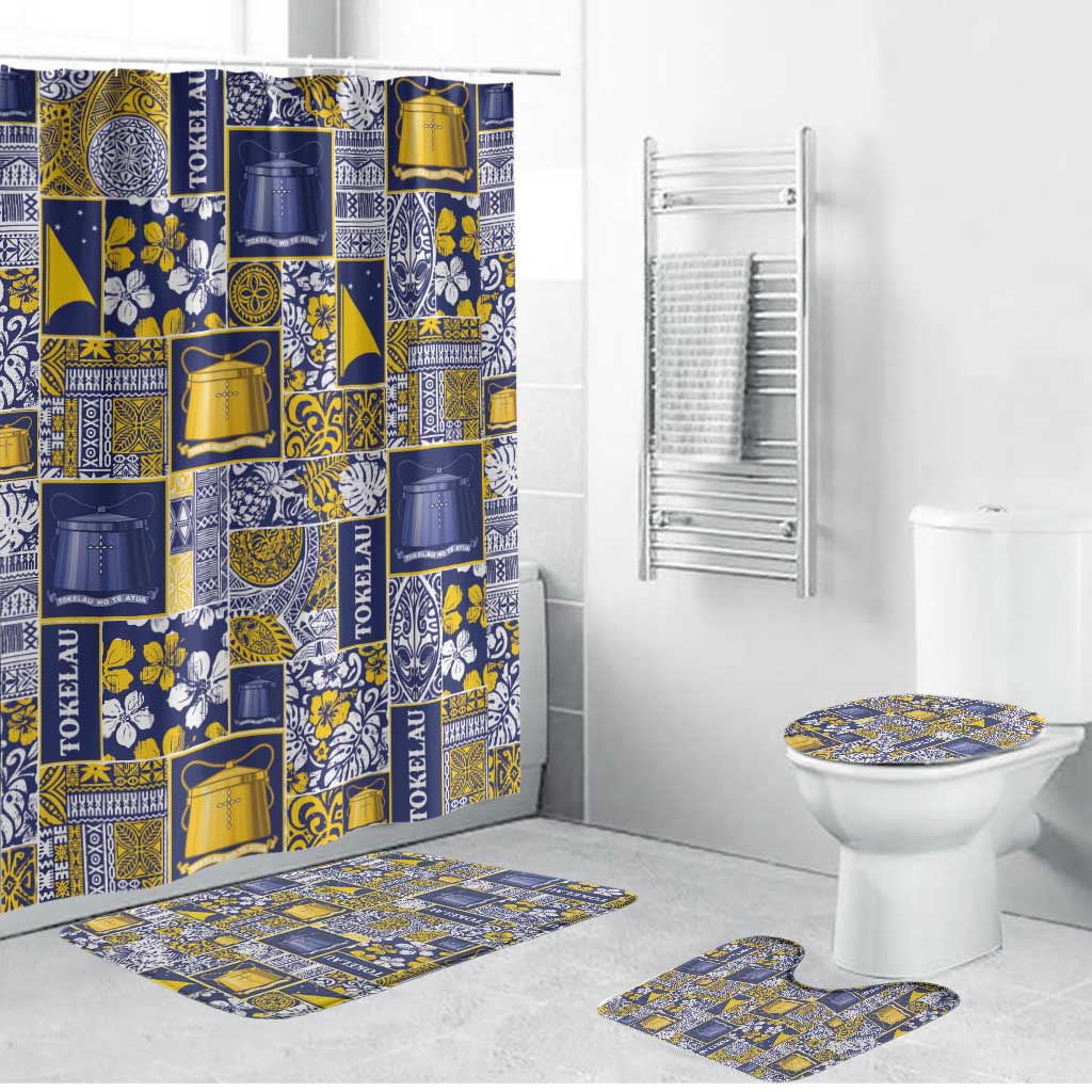 Tokelau Manuia te Kilihimahi Bathroom Set Pacific Patchwork Xmas Vibes LT9 Bathroom Set (4 pcs) Blue - Polynesian Pride