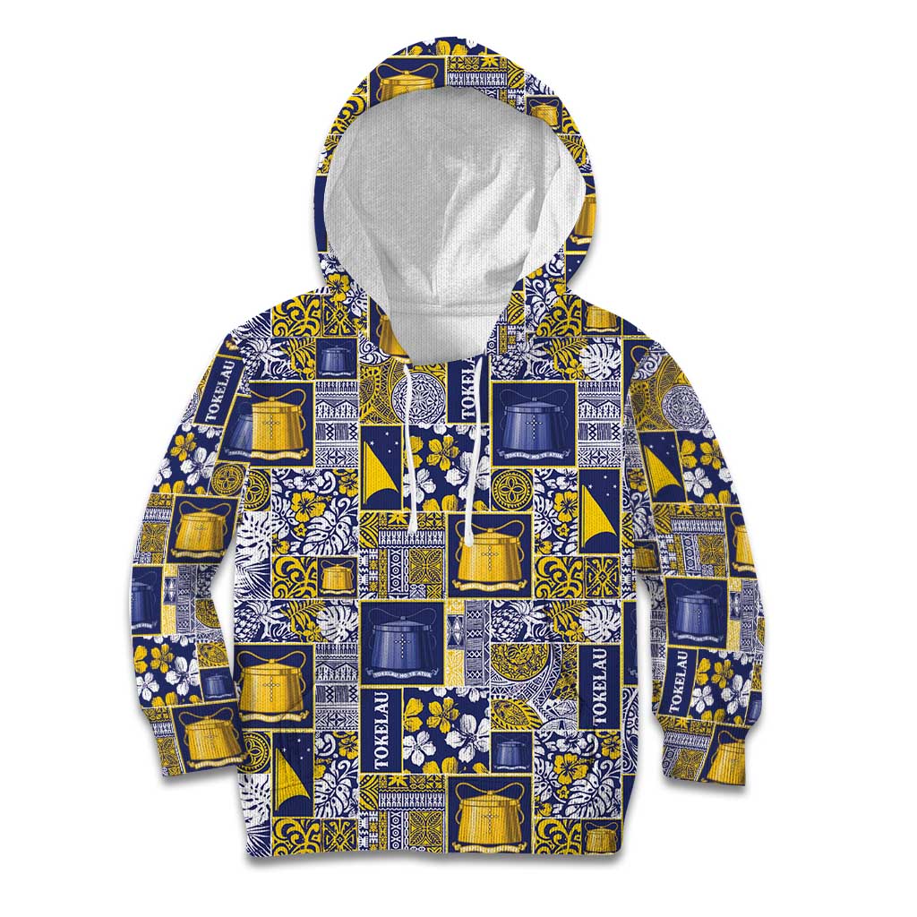 Tokelau Manuia te Kilihimahi Kid Hoodie Pacific Patchwork Xmas Vibes LT9 Hoodie Blue - Polynesian Pride
