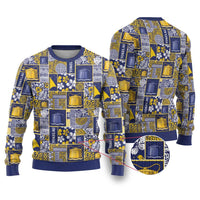 Tokelau Manuia te Kilihimahi Ugly Christmas Sweater Pacific Patchwork Xmas Vibes LT9 Blue - Polynesian Pride