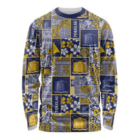 Tokelau Manuia te Kilihimahi Long Sleeve Shirt Pacific Patchwork Xmas Vibes LT9 Unisex Blue - Polynesian Pride