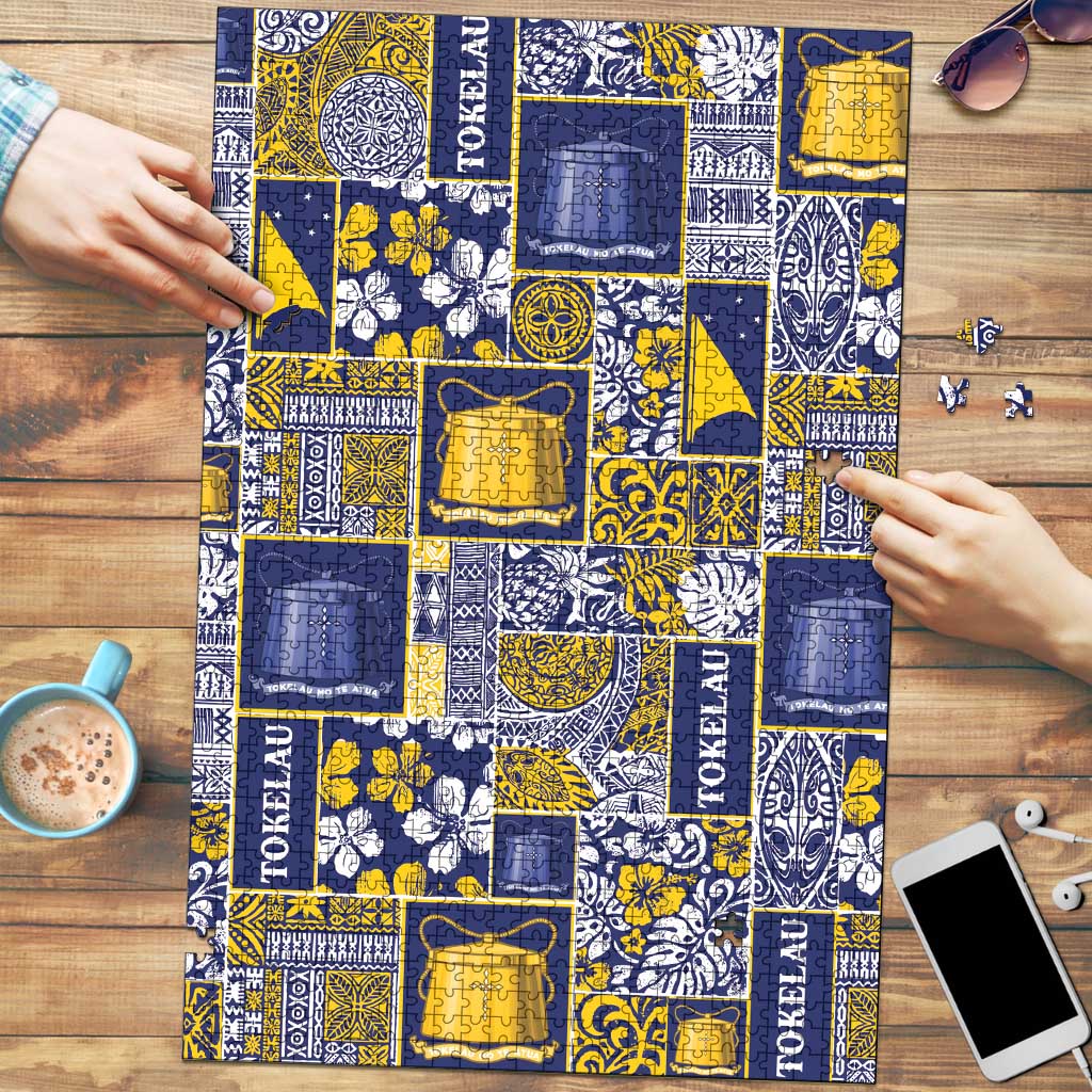 Tokelau Manuia te Kilihimahi Puzzle Pacific Patchwork Xmas Vibes LT9 Blue - Polynesian Pride