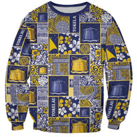 Tokelau Manuia te Kilihimahi Sweatshirt Pacific Patchwork Xmas Vibes LT9 Unisex Blue - Polynesian Pride