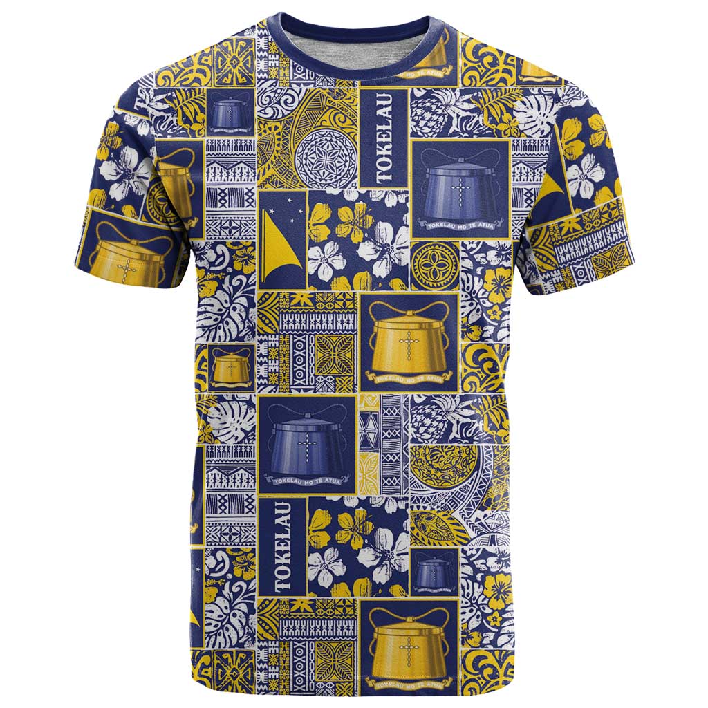 Tokelau Manuia te Kilihimahi T Shirt Pacific Patchwork Xmas Vibes LT9 Blue - Polynesian Pride