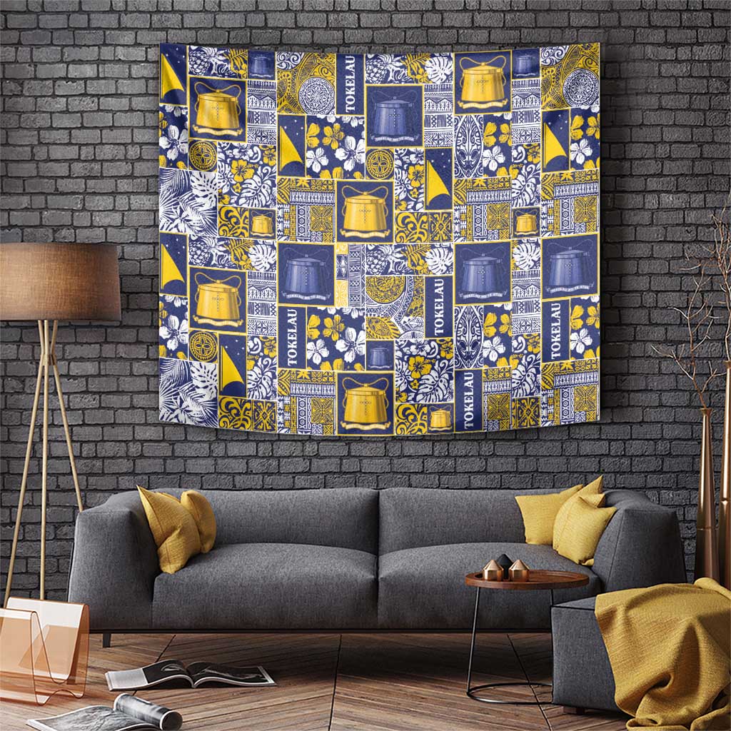 Tokelau Manuia te Kilihimahi Tapestry Pacific Patchwork Xmas Vibes LT9 Blue - Polynesian Pride
