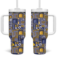 Tokelau Manuia te Kilihimahi Tumbler With Handle Pacific Patchwork Xmas Vibes LT9 One Size: 40 oz Blue - Polynesian Pride
