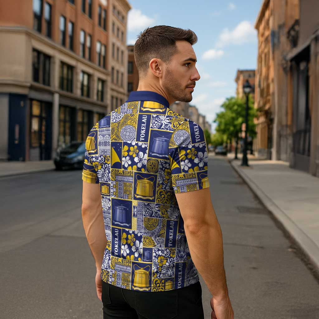 Tokelau Manuia te Kilihimahi Zipper Polo Shirt Pacific Patchwork Xmas Vibes LT9 - Polynesian Pride