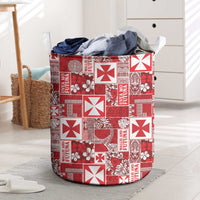 Wallis Et Futuna Kilisimasi Fiefia Laundry Basket Pacific Patchwork Xmas Vibes LT9 Red - Polynesian Pride